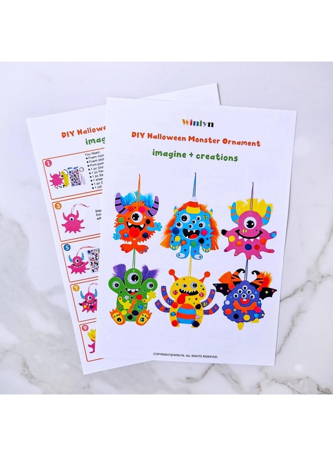 Winlyn - 24 Sets Halloween Craft Kits Fall Kids Crafts Diy Monster Ornaments Decorations Art Sets Foam Halloween Monster Stickers Googly Eyes For Kids Autumn Halloween Classroom Party Activities - Image 1
