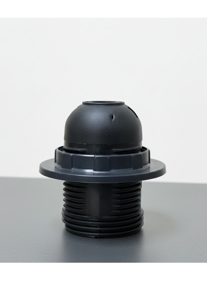Melfi Lamp Base Adapter E27 4A Light Bulb Lamp Holder Pendant Screw Cap Socket Vintage (Black 250V) - Image 1