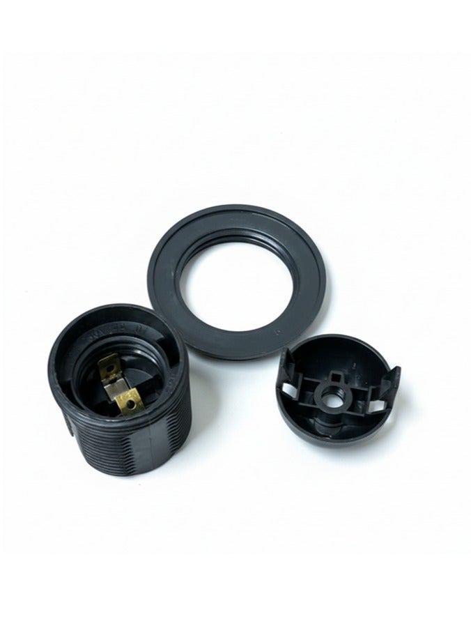 Melfi Lamp Base Adapter E27 4A Light Bulb Lamp Holder Pendant Screw Cap Socket Vintage (Black 250V) - Image 2