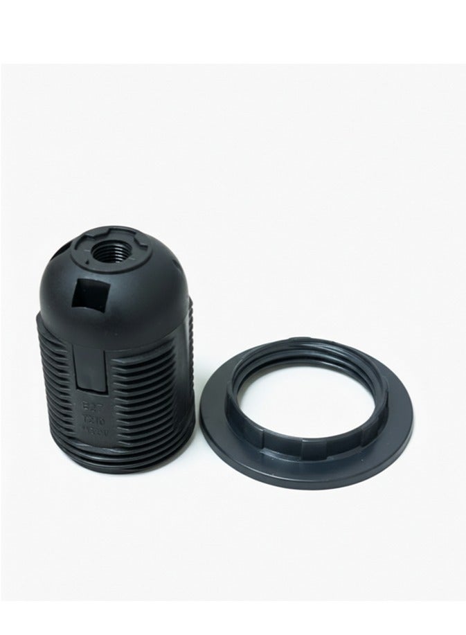 Melfi Lamp Base Adapter E27 4A Light Bulb Lamp Holder Pendant Screw Cap Socket Vintage (Black 250V) - Image 3