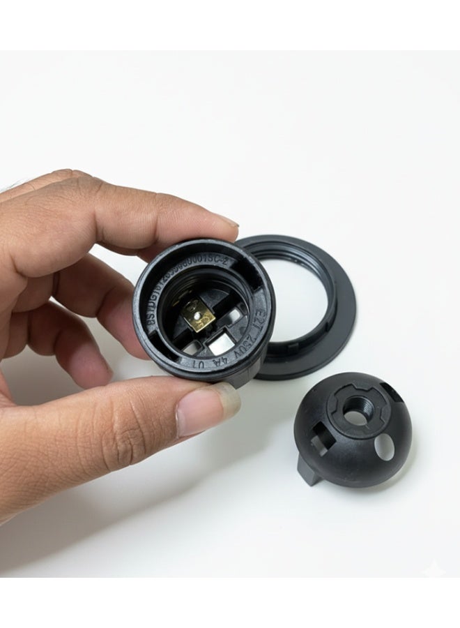 Melfi Lamp Base Adapter E27 4A Light Bulb Lamp Holder Pendant Screw Cap Socket Vintage (Black 250V) - Image 4