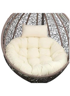 Garden Terrace Rattan Swing Chair Wicker Egg Hanging Chair Hammock Hanging Chair Large Size Cushion Hanging Basket Chair Cushion Indoor Outdoor(Only Cushion)(Color:Cream Color)