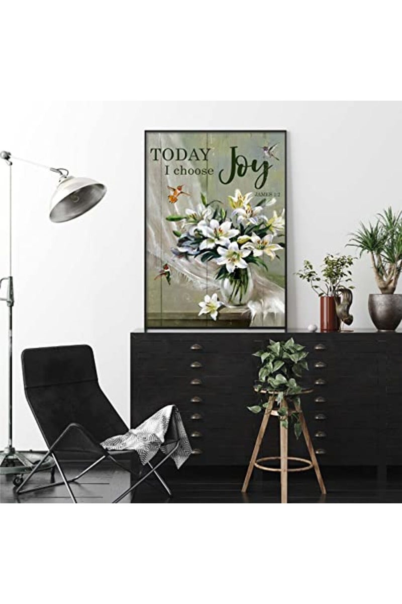 Pttkktbm Today I Choose Joy Floral Wall Art - Image 4