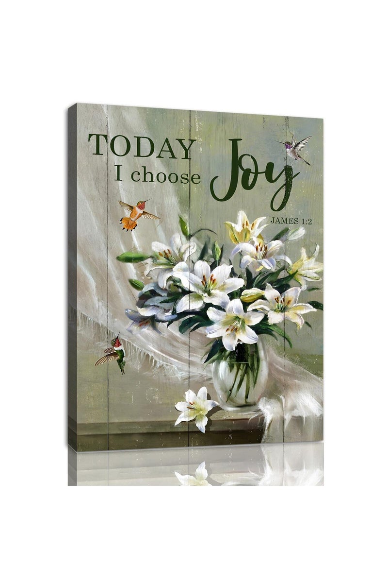 Pttkktbm Today I Choose Joy Floral Wall Art - Image 1