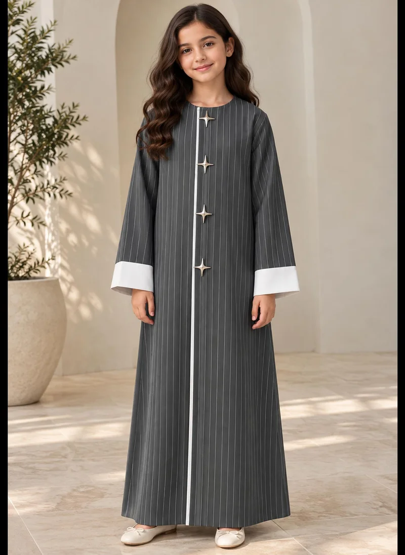 MSquare Fashion Girl's  Grey Crepe Abaya with Headscarf | UAE Made