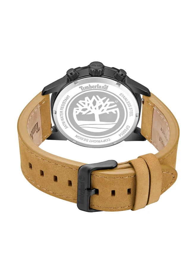 Timberland Boys' Campton 44 mm Men's Multifunction Watch Black Dial  & Brown Leather Strap