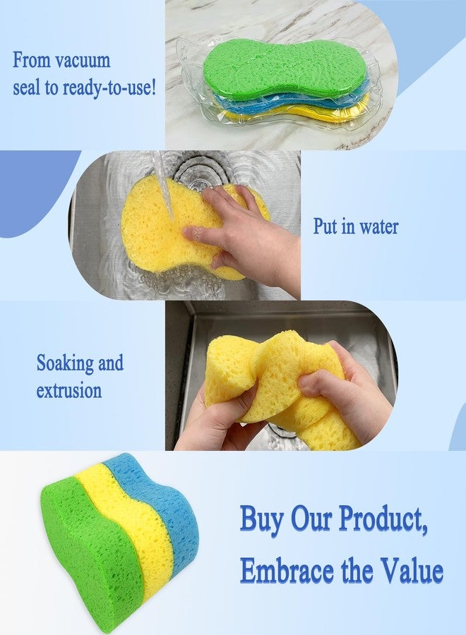 KTOJOY Car Wash Sponges Colorful Cleaning Sponge Multi-Purpose for Kitchen, Bathroom, Household Cleaning (Yellow) - Image 3