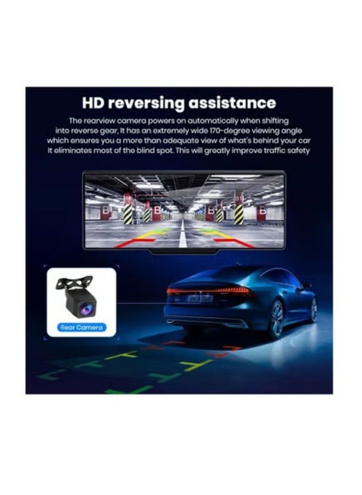 كاميرا داش بورد مقاس 10.26 بوصة، كاميرا mirror الرؤية الخلفية بدقة 4K 3840*2160P، تدعم الواي فاي، بلوتووث، سجل فيديو رقمي مزدوج العدسة وبطاقة TF سعة 64G - Image 4