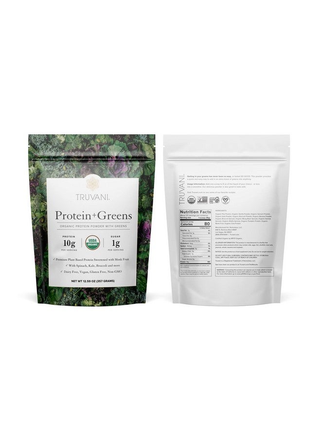 Truvani Protein + Greens ; Organic Nongmo Vegan Gluten Free Dairy Free ; Daily Greens Combined With Protein ; Great Taste With A Splash Of Sweetness - Image 3