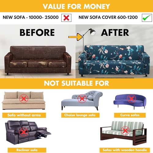 Bigkart Elastic Sofa Covers for 3 Seater Sofas | Polyster-Spandex, Stretchable, Sofa Covers for Single, Double and Triple Seater Sofas - Image 5