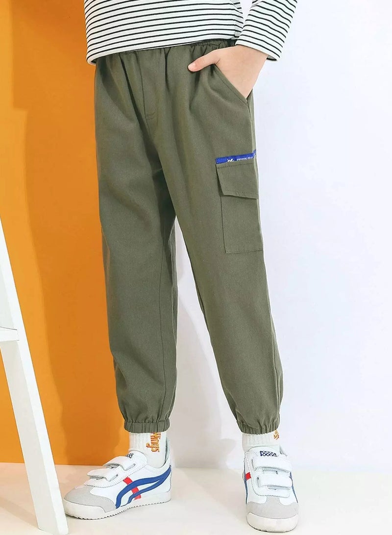 Boys Letter Tape Flap Pockets Cargo Pants - Image 3