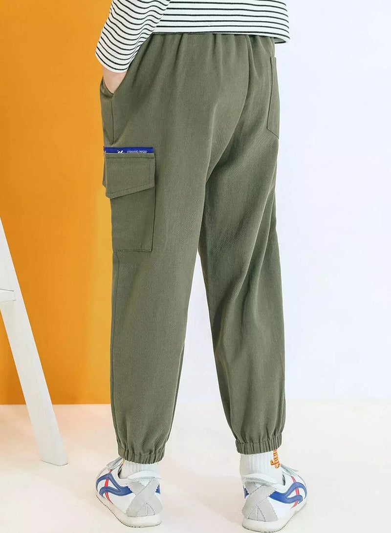 Boys Letter Tape Flap Pockets Cargo Pants - Image 2