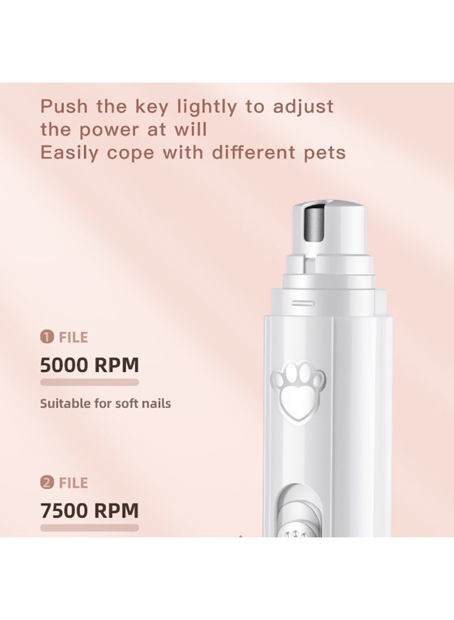 5V USB Rechargeable Pet Nail Grinder with LED Light – Low Noise Electric Nail Trimmer for Cats and Dogs, 2-Speed Adjustable, 7H Battery Life, 5000–7500 RPM, Safe for Small & Large Pets - Image 5