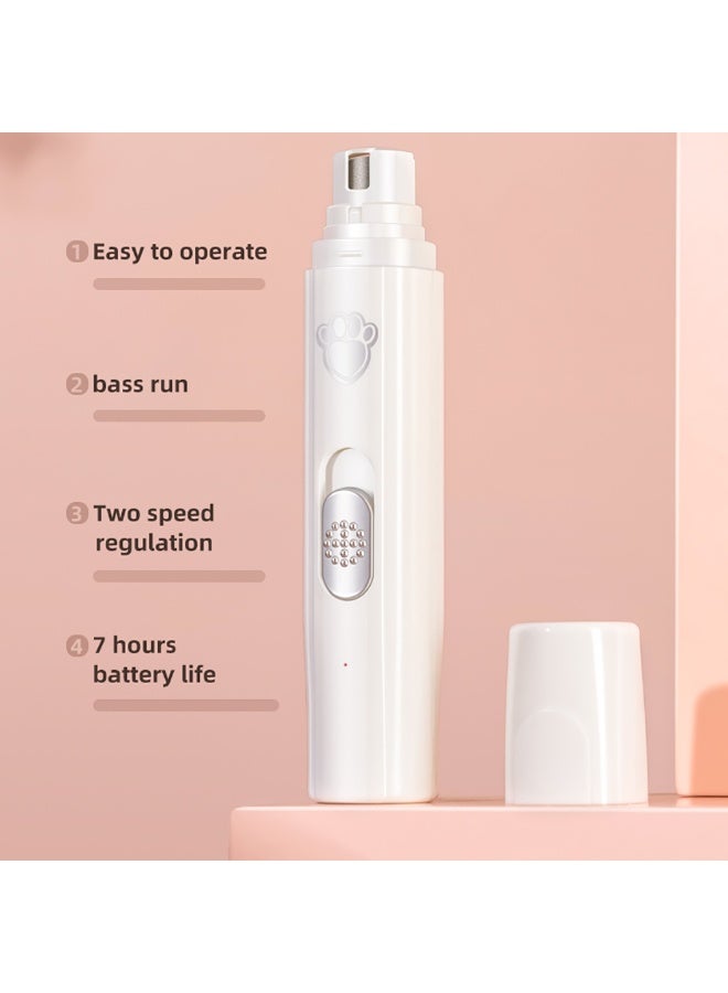 5V USB Rechargeable Pet Nail Grinder with LED Light – Low Noise Electric Nail Trimmer for Cats and Dogs, 2-Speed Adjustable, 7H Battery Life, 5000–7500 RPM, Safe for Small & Large Pets - Image 3
