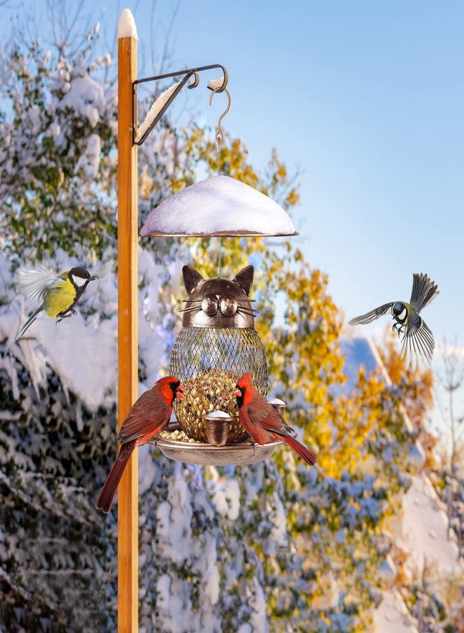 LBTING Bird Feeder for Outside, Squirrel Proof Metal Wild Bird Feeder Decoration for Hanging Outside Garden Yard, Cute Bronze Cat-Shaped - Image 5