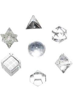 Crocon Clear Quartz 7Pcs Platonic Solids Crystal Geometry Set, Platonic Solids Sacred Geometric Stones for Meditation Reiki Balancing Healing Chakra Stone Cleansing Spiritual Good Luck (15-20 mm) 