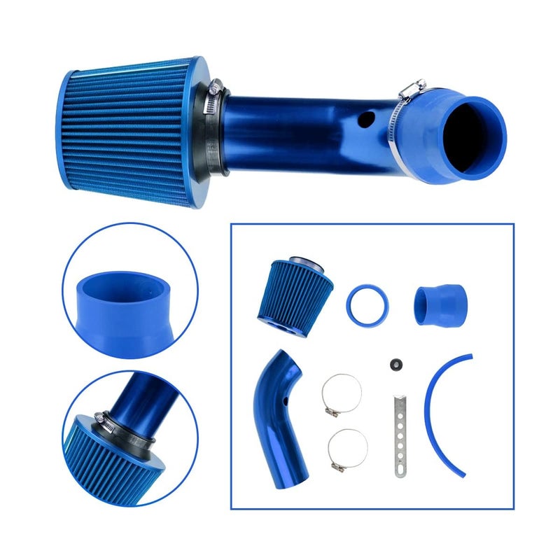 MARSFLUX Air Intake Kit, 3" Blue Cold Air Intake System Kit Intake Filter & Clamp Accessory Universal - Image 4