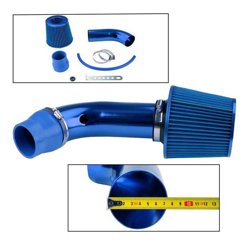 MARSFLUX Air Intake Kit, 3" Blue Cold Air Intake System Kit Intake Filter & Clamp Accessory Universal - Image 3