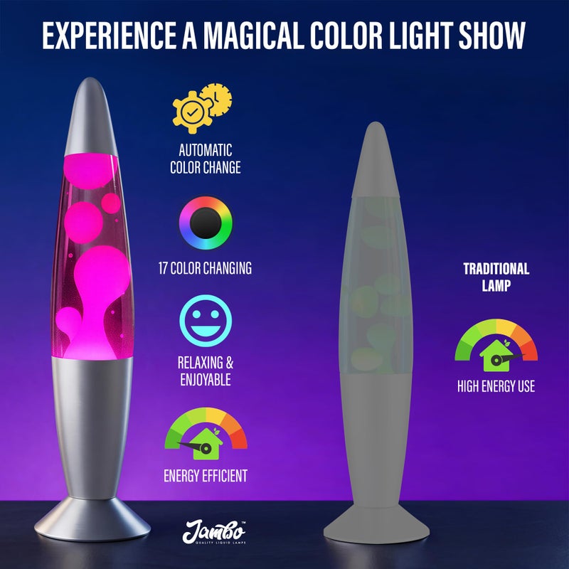 JAMBO 17-Color Changing LED Motion Lamp with Remote, 16" LED Light for Kids Teens and Adults, Night Light Nightlight, Magma Lamp, Home Decor, Relaxing Light for Bedroom Living Room Office Kitchen - Image 5