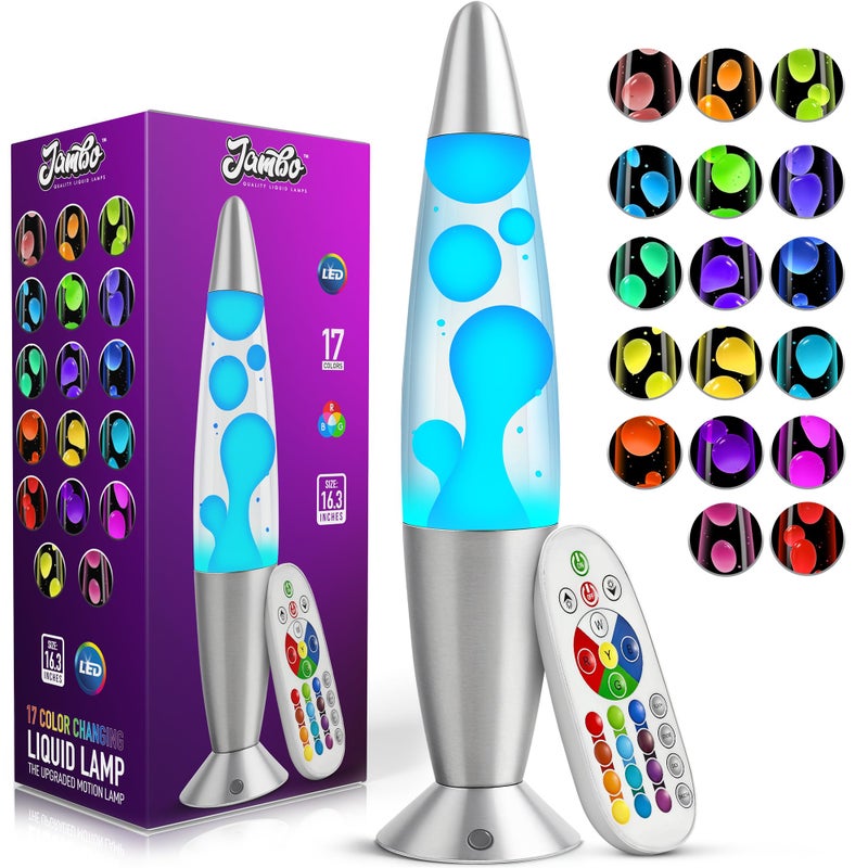 JAMBO 17-Color Changing LED Motion Lamp with Remote, 16" LED Light for Kids Teens and Adults, Night Light Nightlight, Magma Lamp, Home Decor, Relaxing Light for Bedroom Living Room Office Kitchen - Image 1