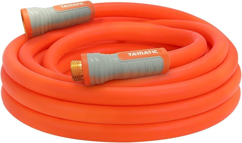 YAMATIC خرطوم حديقة ياماتيك ثقيل الوزن 5/8 بوصة × 30 قدم مع وصلة دوارة، خرطوم ماء فائق المرونة، لجميع الأحوال الجوية، خفيف الوزن، يتحمل ضغط 600 PSI - Image 1