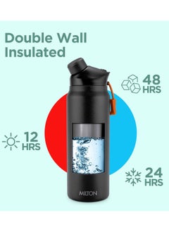 Milton MILTON 32 oz Stainless Steel Thermos Water Bottle with Magnetic Straw Lid, Double Walled Vacuum Insulated Flask, Keeps Drinks Hot for 12 Hours, Cold for 24 Hours, Leakproof Design for Travel, Turk  - Image 2