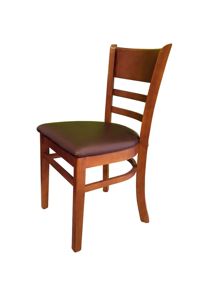 لاني كرسي طعام من الخشب الصلب - كرسي خشبي بني فاخر للمطابخ، المطاعم والمنازل (قطعة واحدة) - متين ومريح - Image 1
