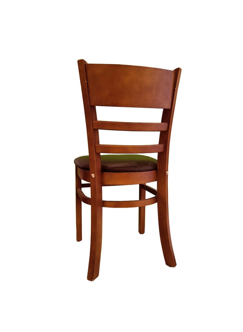 لاني كرسي طعام من الخشب الصلب - كرسي خشبي بني فاخر للمطابخ، المطاعم والمنازل (قطعة واحدة) - متين ومريح - Image 2