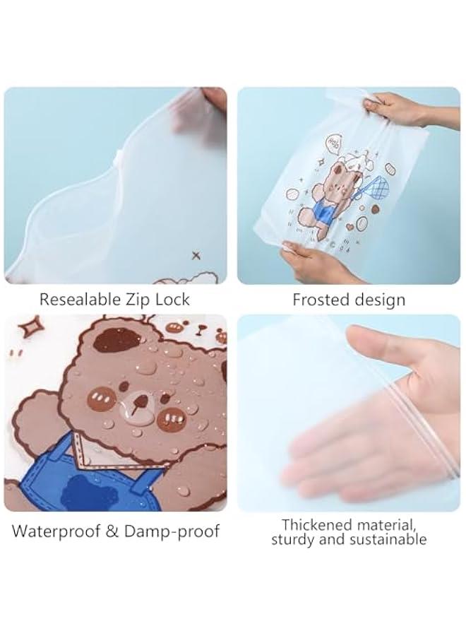 20PCS Travel Storage Bags for Clothes, Frosted Cartoon Reusable Bag Plastic Ziplock Bags, Resealable Clothing Zipper Bags Luggage Organizer Pouch for Clothes, Towels, Shoes, Cosmetics (4 Size) - Image 3