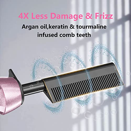 DAN Technology 500 High Heat hot Comb Hair Straightener, Pink, Adjustable Temperature, Dual Voltage, for Wigs, Professional Pressing Comb for African American Hair - Image 4