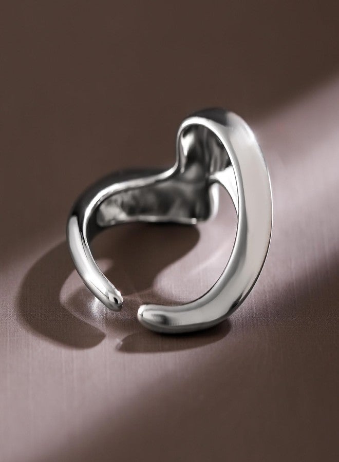 Rubans Voguish Rhodium-Plated Abstract Adjustable Ring - Image 2