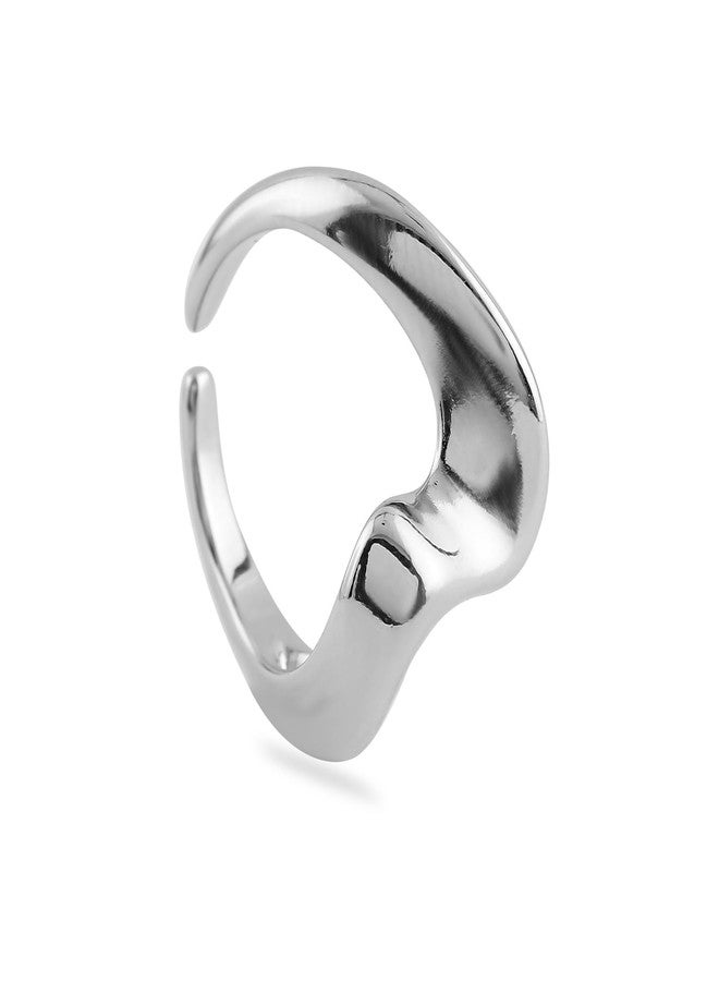 Rubans Voguish Rhodium-Plated Abstract Adjustable Ring - Image 1