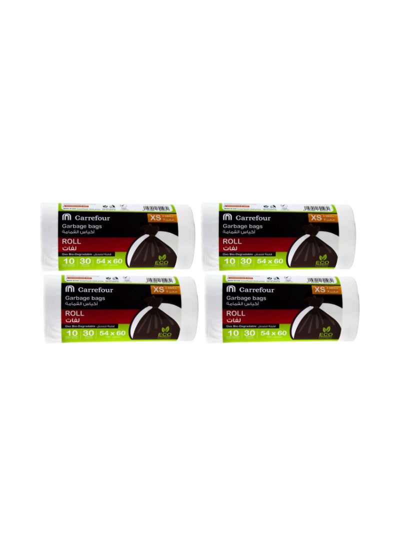 Carrefour Bio 10 Gallon Garbage Bags Roll Extra Small White 30 Garbage Bags Pack of 4 