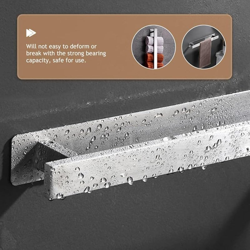 Brushed Stainless Steel Wall Mount Towel Bar Space Saving Bathroom Rack Holder - Image 5
