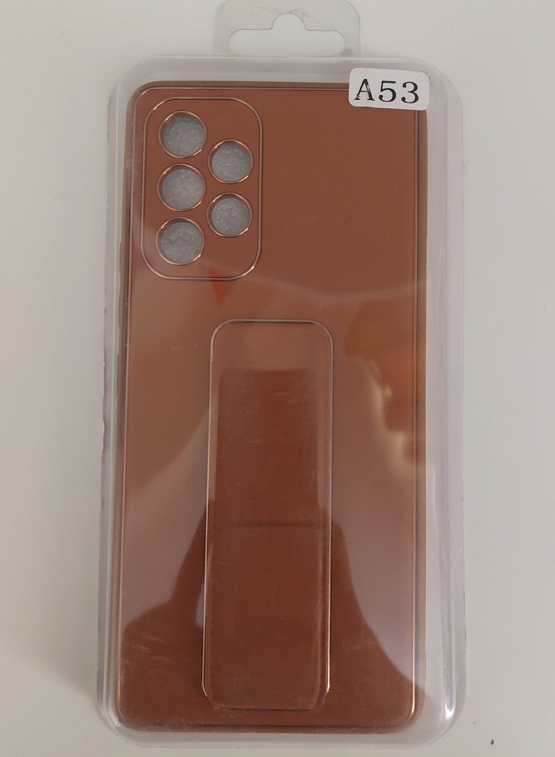Fully Covered With Finger Grip Stand Holder Anti Slip Shockproof Protective Case Cover For Samsung Galaxy A53 5G Brown