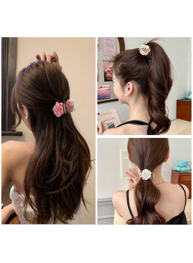 MAYCREATE 3 Pcs Claw Clips Flower Hair Claw Clip Fashion Spring-Loaded Hair Clutcher for Half-Up Styles, Half Updos Acrylic Hair Accessories for Women Girls, Assorted - Image 3