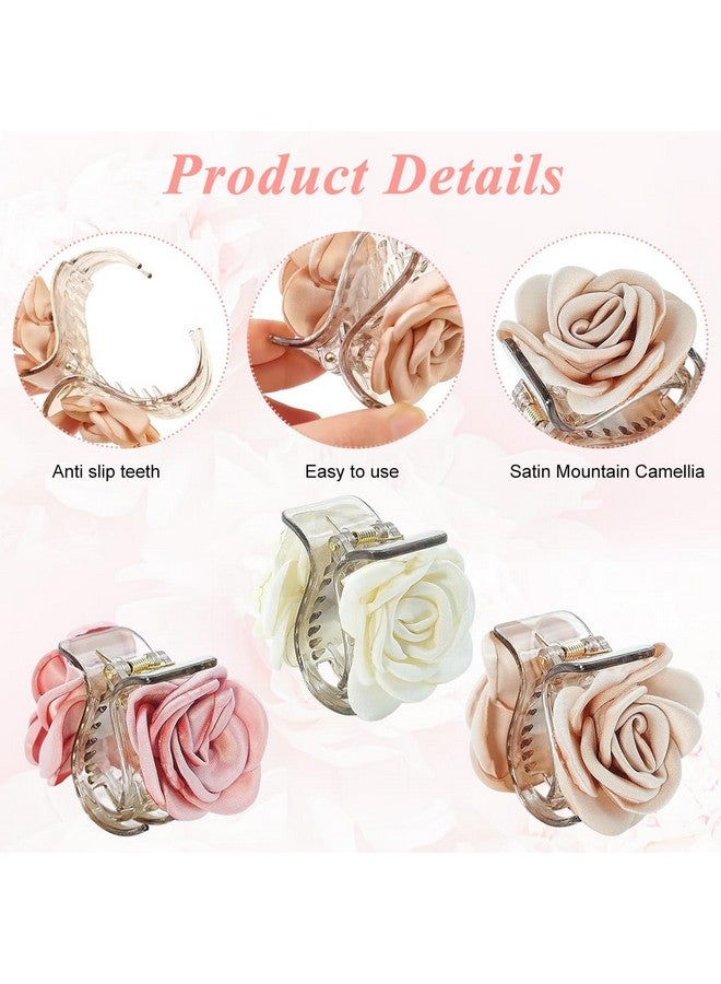 MAYCREATE 3 Pcs Claw Clips Flower Hair Claw Clip Fashion Spring-Loaded Hair Clutcher for Half-Up Styles, Half Updos Acrylic Hair Accessories for Women Girls, Assorted - Image 4