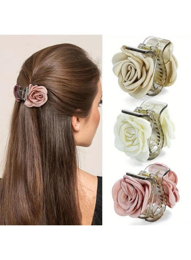 MAYCREATE 3 Pcs Claw Clips Flower Hair Claw Clip Fashion Spring-Loaded Hair Clutcher for Half-Up Styles, Half Updos Acrylic Hair Accessories for Women Girls, Assorted - Image 1