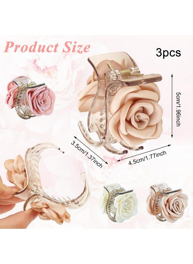 MAYCREATE 3 Pcs Claw Clips Flower Hair Claw Clip Fashion Spring-Loaded Hair Clutcher for Half-Up Styles, Half Updos Acrylic Hair Accessories for Women Girls, Assorted - Image 2
