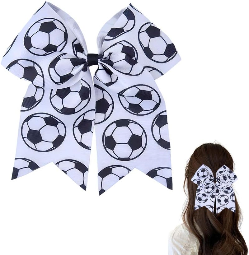 Soccer Football Bow Hair Scrunchies for Women Girls Football Hair Accessories for Girls Teenagers Sport Bow Hair Bands for Women Soccer Bowknot Hairband Ponytail Holder for Sport Lover