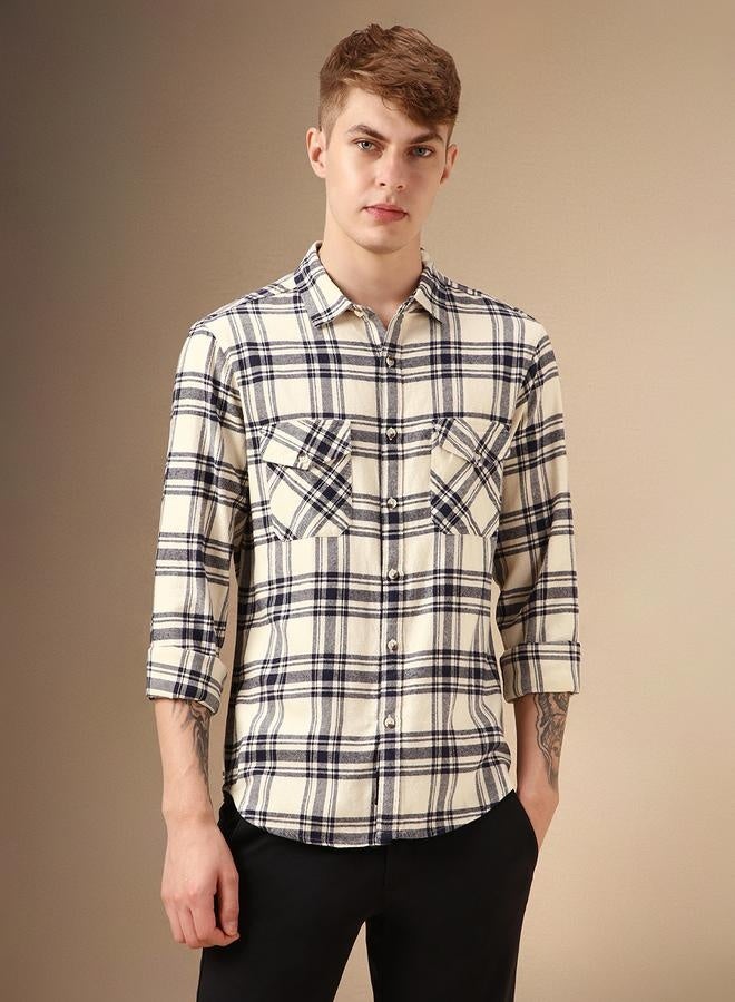 دينيس لينغو قميص قطن بيج بقصة مريحة وياقة واسعة - Image 1