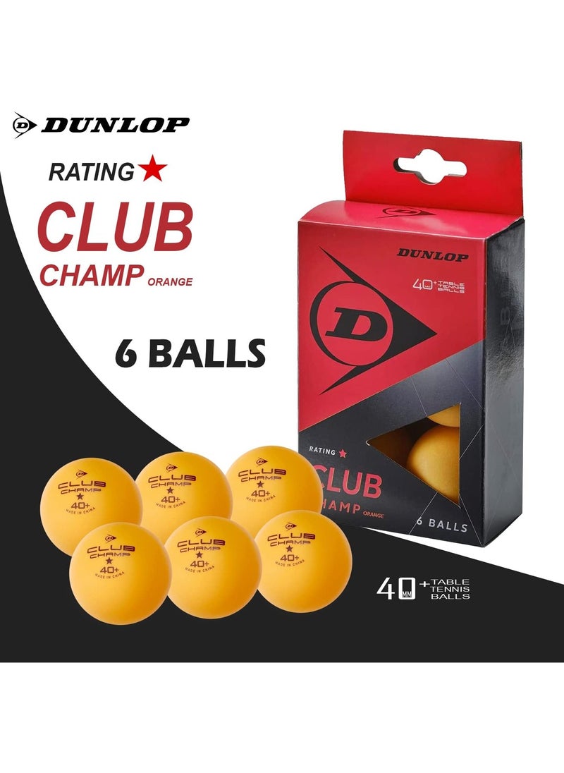DUNLOP - Dunlop Club Champ 6 Table Tennis Balls | Orange | One Size | Durable & Consistent Bounce | Ideal for Training & Practice - Image 1