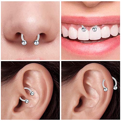 Mayhoop 16G 20Pcs Horseshoe Nose Septum Rings 316L Surgical Stainless Steel Captive Bead Rings Piercing Jewelry Cartilage Helix Daith Tragus Earring Hoop Lip Hinged Seamless Nose Hoop For Women Men - Image 4