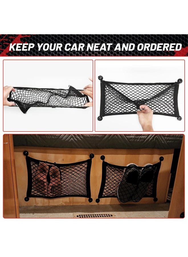 RED WOLF 2 Pcs Universal Cargo Net Pocket Elastic Mesh Netting Car Mesh Pouch for Trunk RV Boats Home Cargo Storage Mesh with Screws and Hooks (21.7'' x 9.8'') - Image 5