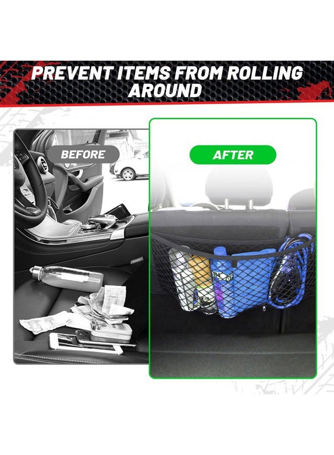 RED WOLF 2 Pcs Universal Cargo Net Pocket Elastic Mesh Netting Car Mesh Pouch for Trunk RV Boats Home Cargo Storage Mesh with Screws and Hooks (21.7'' x 9.8'') - Image 3