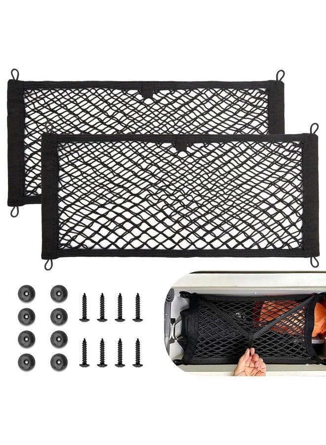 RED WOLF 2 Pcs Universal Cargo Net Pocket Elastic Mesh Netting Car Mesh Pouch for Trunk RV Boats Home Cargo Storage Mesh with Screws and Hooks (21.7'' x 9.8'') - Image 1