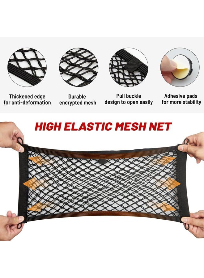 RED WOLF 2 Pcs Universal Cargo Net Pocket Elastic Mesh Netting Car Mesh Pouch for Trunk RV Boats Home Cargo Storage Mesh with Screws and Hooks (21.7'' x 9.8'') - Image 2