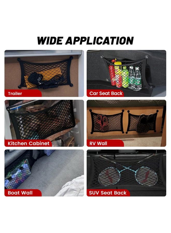 RED WOLF 2 Pcs Universal Cargo Net Pocket Elastic Mesh Netting Car Mesh Pouch for Trunk RV Boats Home Cargo Storage Mesh with Screws and Hooks (21.7'' x 9.8'') - Image 4