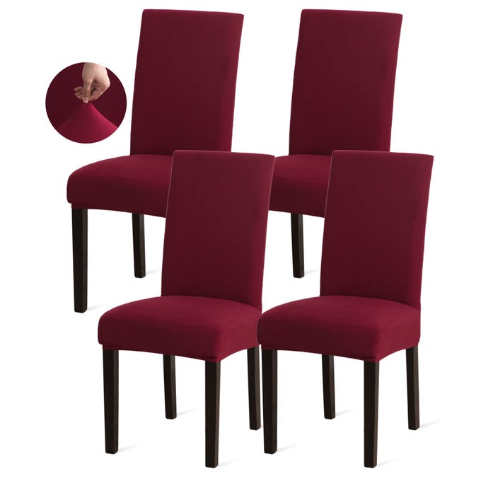 Dining Chair CoversKitchen Chair CoverParsons Chair SlipcoverSpandex Chair Protectors for Dining Room Stretch Chairs Cover Set of 4 Burgundy