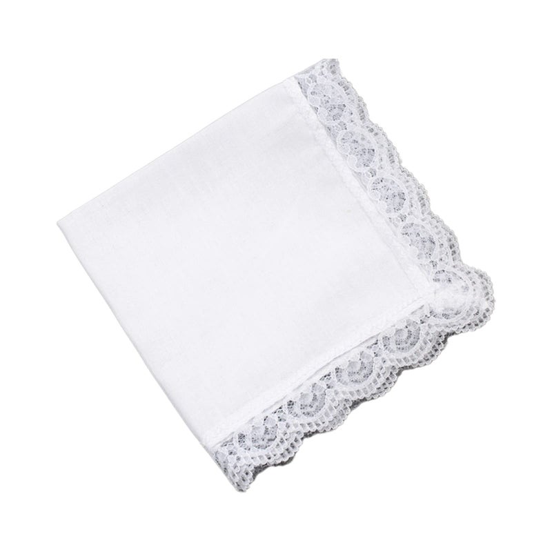 Tie Dye Cotton Handkerchief with Lace Trim for Women and Men Wedding Portable - Image 2